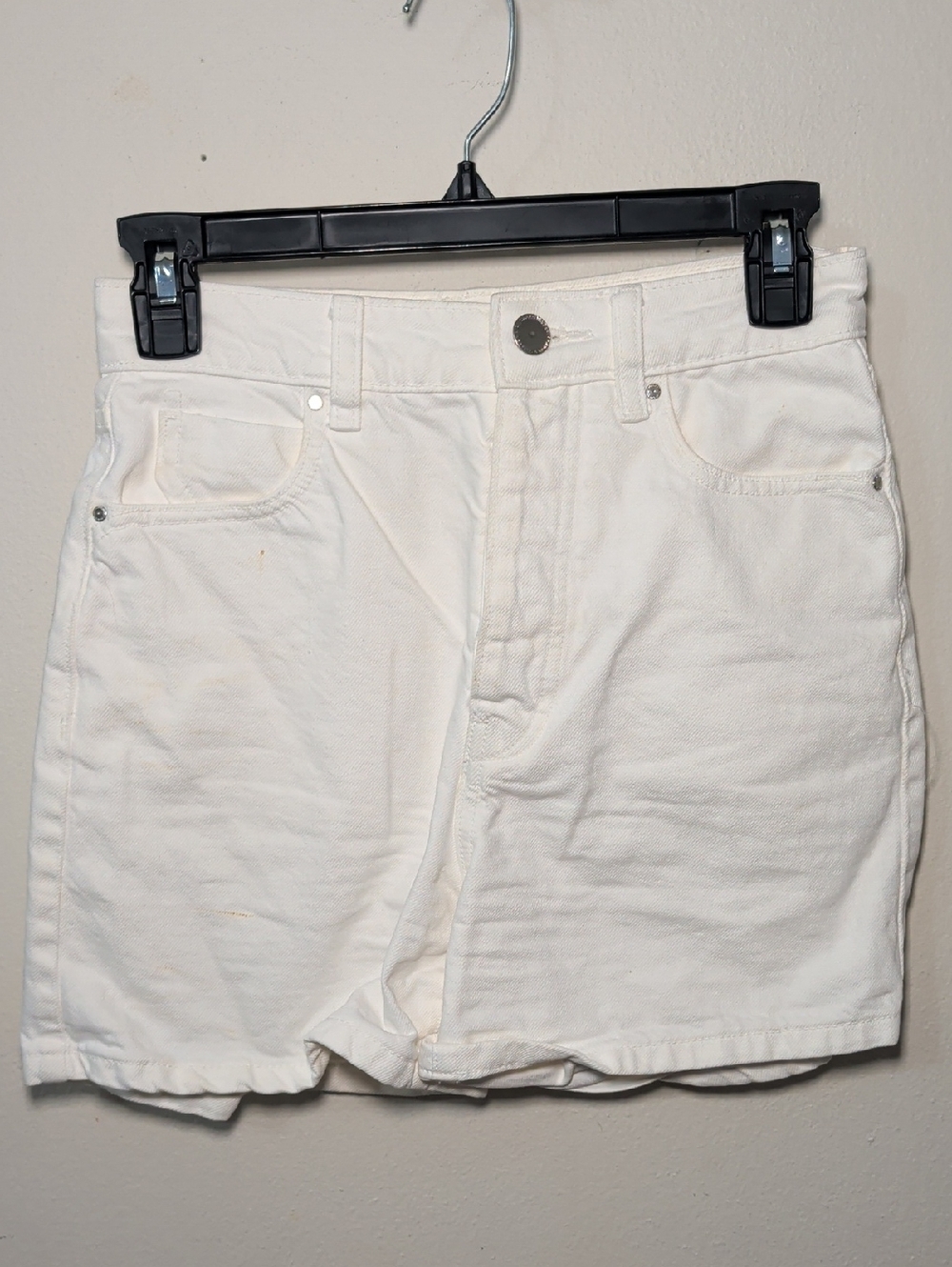 Zara White High-Rise Denim Shorts Button Fly 100% Cotton Summer Women's Size 2